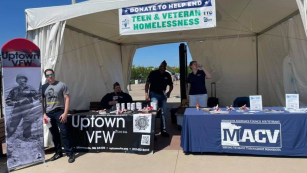 Teen and veteran homelessness booth at the state fair grounds