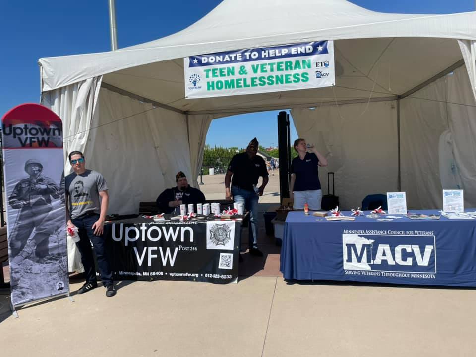 Teen and veteran homelessness booth at the state fair grounds