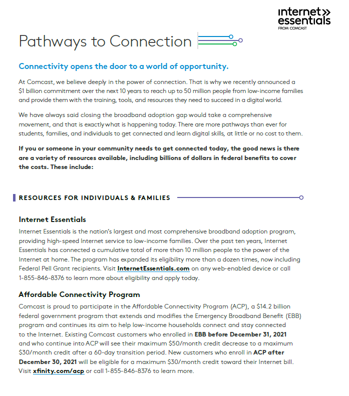 Comcast Pathways to Connection