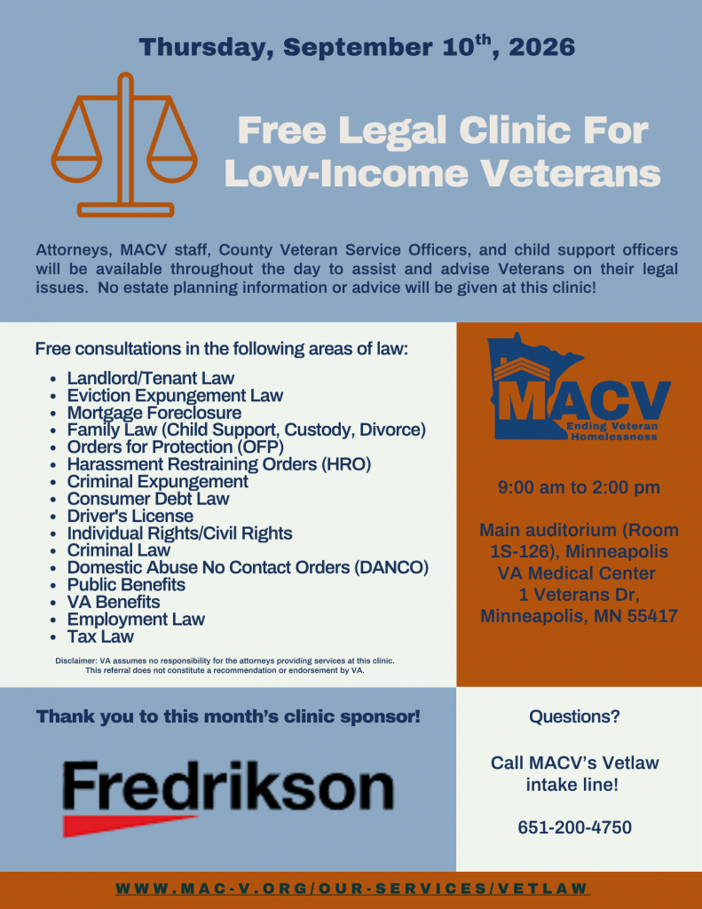 Free Legal Clinic For Low-Income Veterans